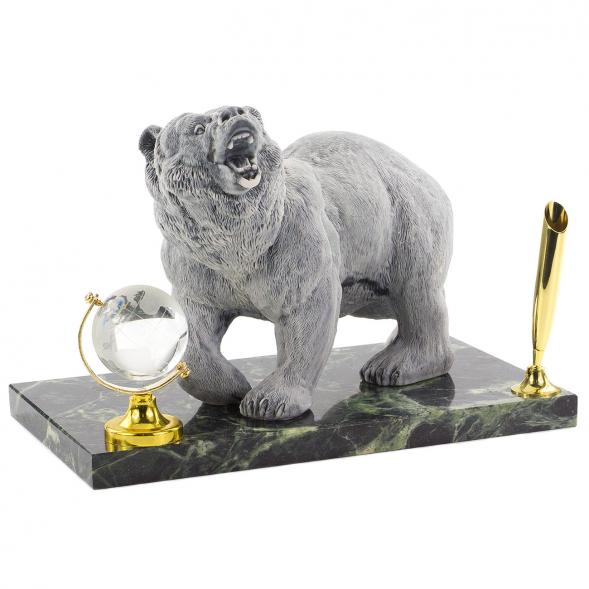 Подставка под ручку &amp;quot;Медведь&amp;quot; змеевик мрамолит 120575