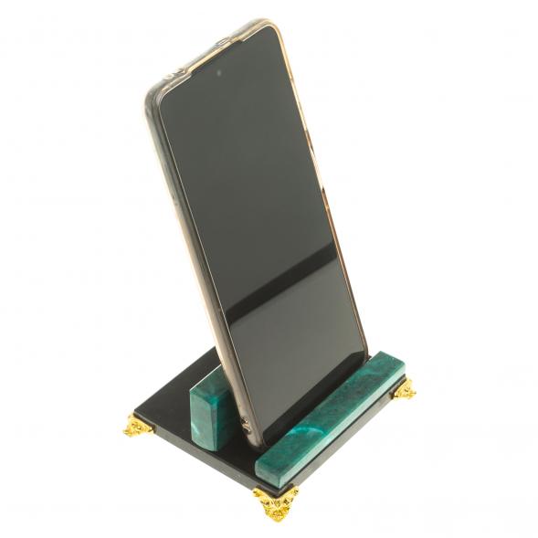 Настольная подставка под смартфон камень змеевик / подставка для телефона / держатель планшета