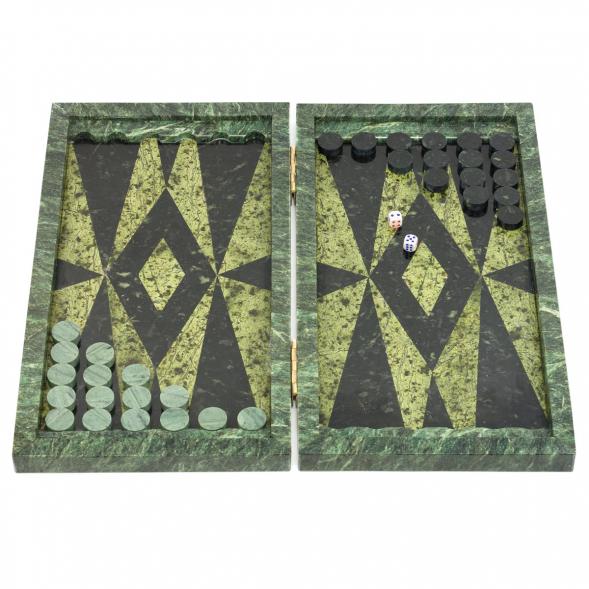 Настольные нарды &amp;quot;Ромб&amp;quot; камень змеевик / Нарды подарочные / Настольная игра / Каменные нарды