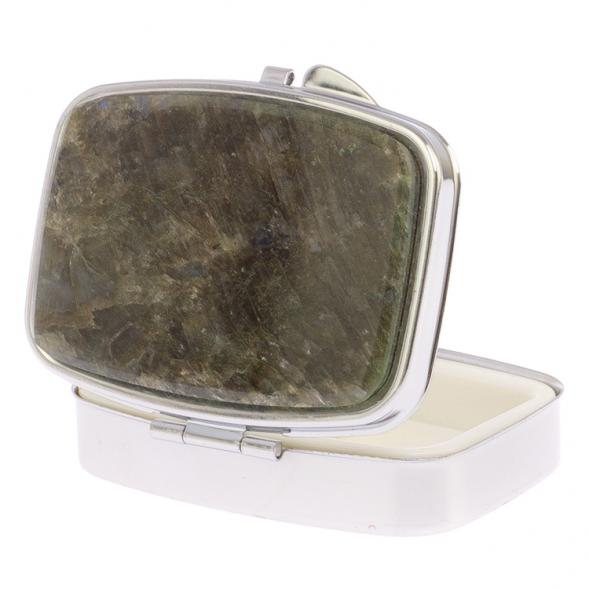 Таблетница на 2 отделения камень лабрадор цвет серебро 126074