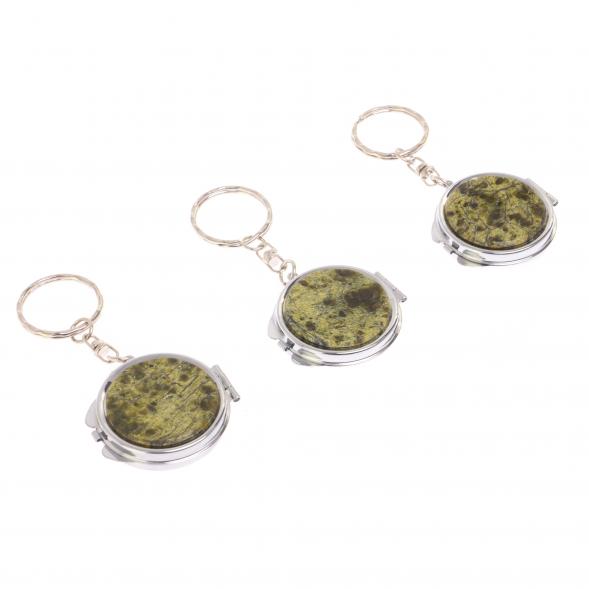 Складное зеркало брелок из змеевика круглое 126533