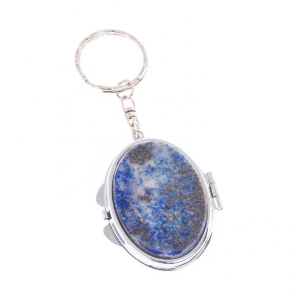 Складное зеркало брелок из афганского лазурита овальное 126609