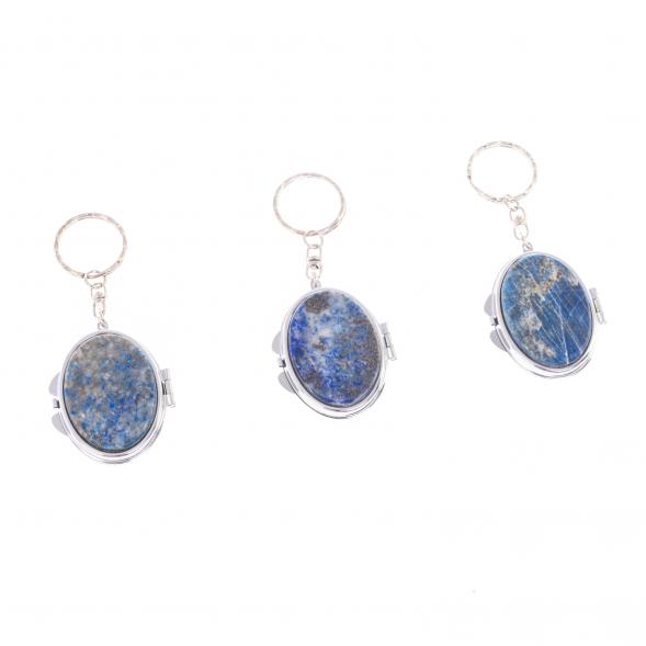 Складное зеркало брелок из афганского лазурита овальное 126609