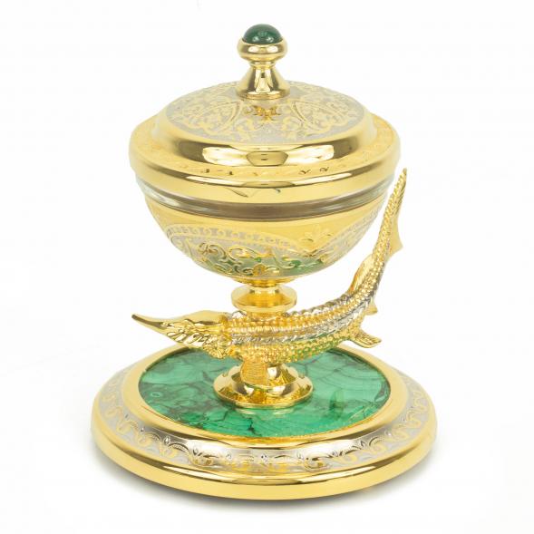 Икорница из малахита &amp;quot;Стерлядка&amp;quot; Златоуст 118678