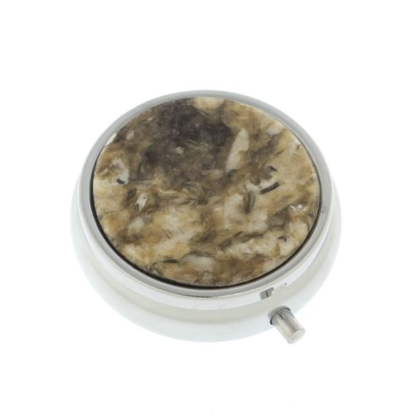 Таблетница на 3 отсека камень жельбертит цвет серебро 127857