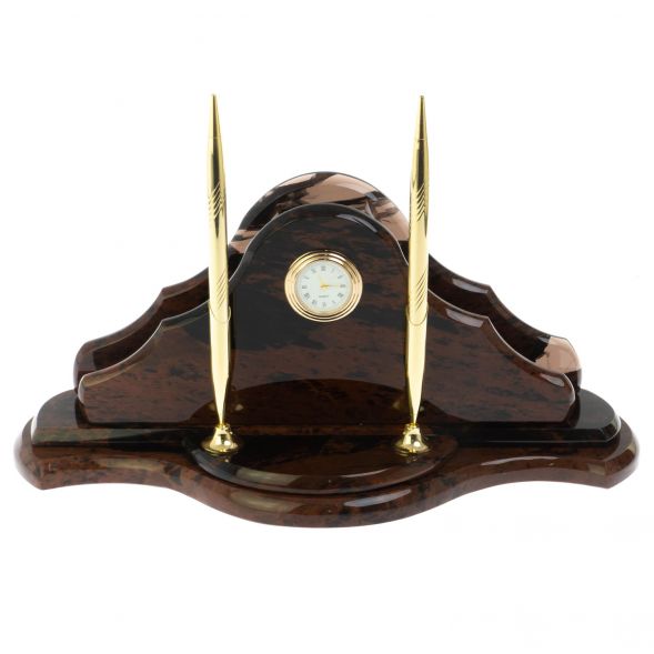 Настольный набор &amp;quot;Волна&amp;quot; из коричневого обсидиана 128702