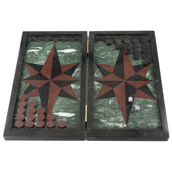 Подарочные нарды из камня &amp;quot;Звезда&amp;quot; змеевик и лемезит 120498