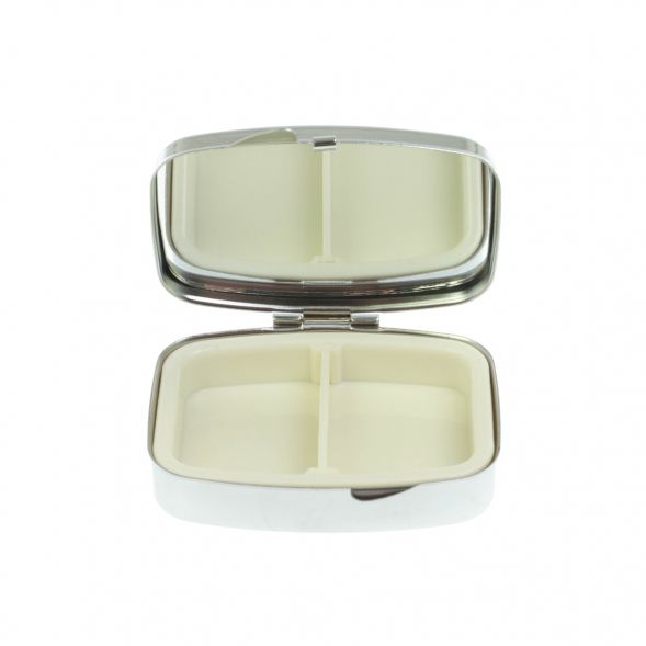 Таблетница на 2 отделения камень азурит цвет серебро 129073