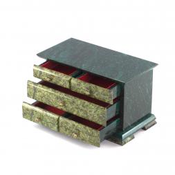 Ларец "Комод" 5 ящиков змеевик 21x12x16 см