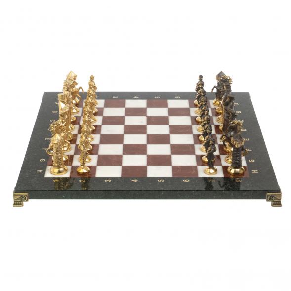 Шахматы &amp;quot;Средневековье&amp;quot; из мрамора и лемезита фигуры бронза 40х40 см 126909