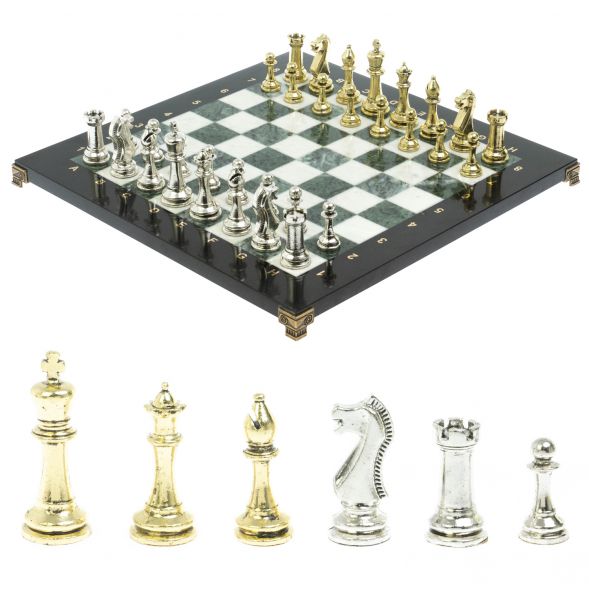 Шахматы &amp;quot;Стаунтон&amp;quot; доска 40х40 см из мрамора и змеевика 128246