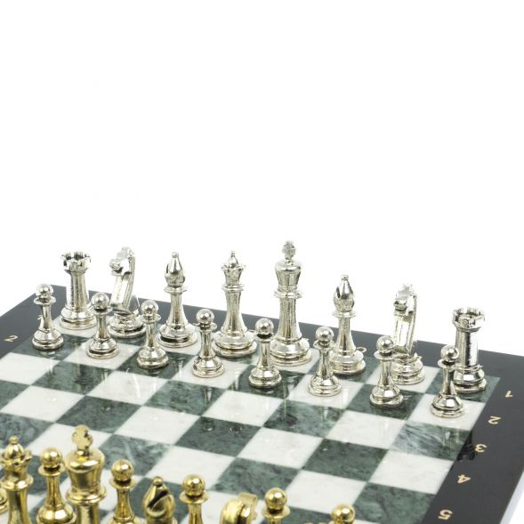 Шахматы &amp;quot;Стаунтон&amp;quot; доска 40х40 см из мрамора и змеевика 128246