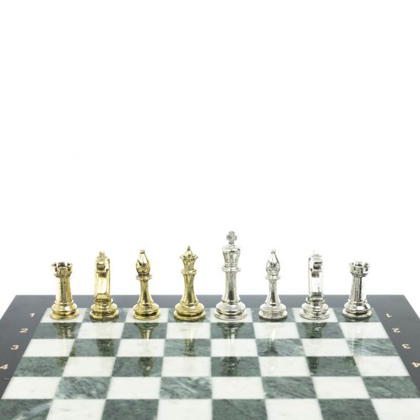 Шахматы &amp;quot;Стаунтон&amp;quot; доска 40х40 см из мрамора и змеевика 128246
