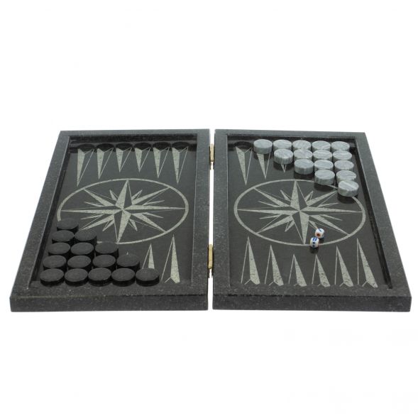 Нарды каменные &amp;quot;Волк и медведь. Роза ветров&amp;quot; из габбро-диабаза 128407