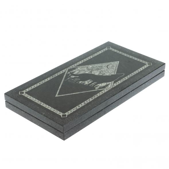 Нарды каменные &amp;quot;Волк и медведь. Роза ветров&amp;quot; из габбро-диабаза 128407