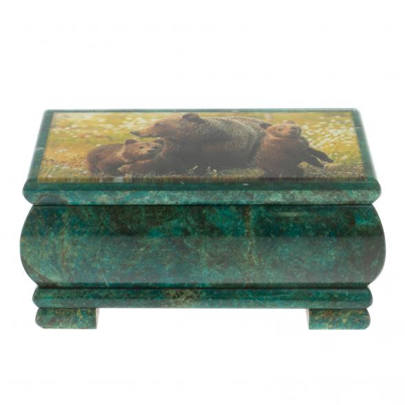 Шкатулка &amp;quot;Мишки&amp;quot;&amp;quot; из змеевика 16х8х7,5 см 128853