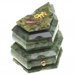 Ларец для украшений камень змеевик 18,5х11,5х14,5 см