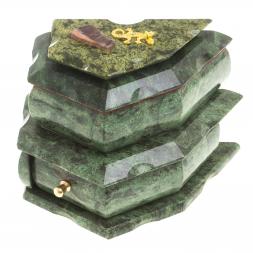 Ларец для украшений камень змеевик 18,5х11,5х14,5 см