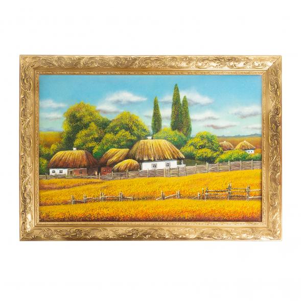Картина &amp;quot;Домик в деревне&amp;quot; багет 46х66 см, каменная крошка 111767
