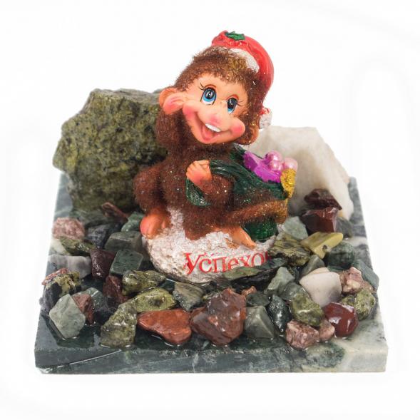 Сувенир &amp;quot;Обезьянка с зеленым мешком №4&amp;quot; змеевик 116750