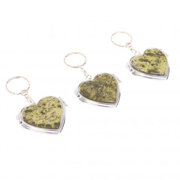 Складное зеркало брелок из змеевика сердце 126534