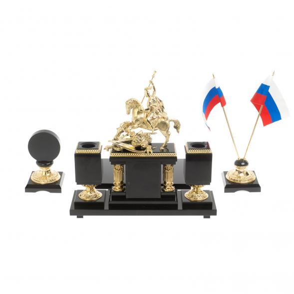 Настольный набор из малахита &amp;quot;Георгий Победоносец&amp;quot; 127142