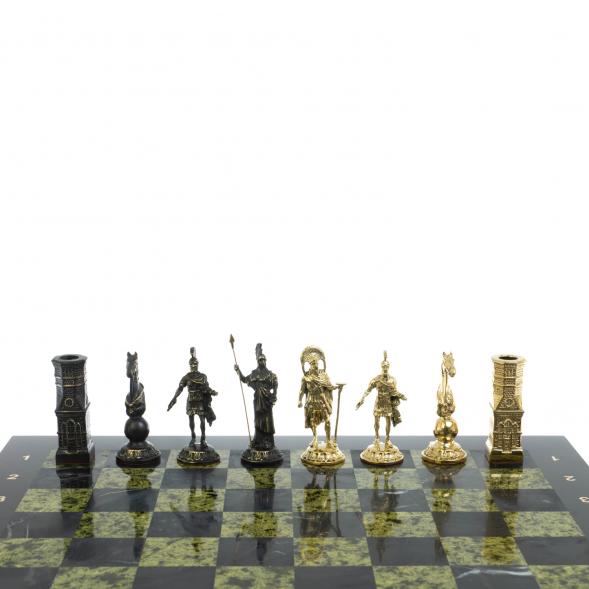 Шахматы &amp;quot;Спарта&amp;quot; из бронзы и змеевика доска 40х40 см 128481