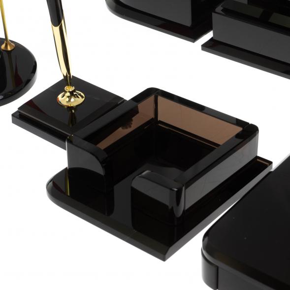 Настольный набор &amp;quot;Лев&amp;quot; из черного обсидиана 128703