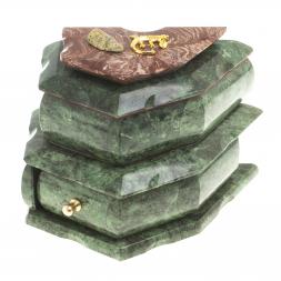 Ларец для украшений змеевик, лемезит 18,5х11,5х15 см