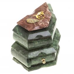 Ларец для украшений змеевик, лемезит 18,5х11,5х15 см