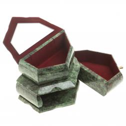 Ларец для украшений змеевик, лемезит 18,5х11,5х15 см