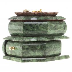 Ларец для украшений змеевик, лемезит 18,5х11,5х15 см