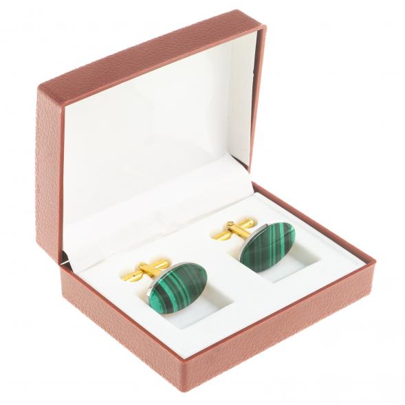 Запонки камень малахит овальные 123831