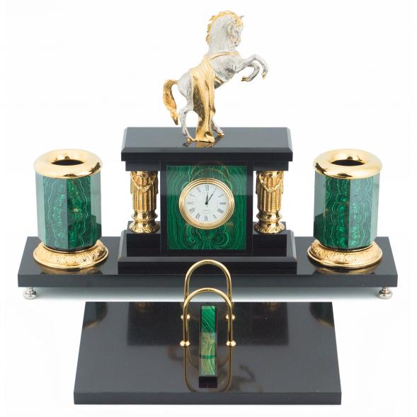 Настольный набор &amp;quot;Конь с попоной&amp;quot; малахит 114033
