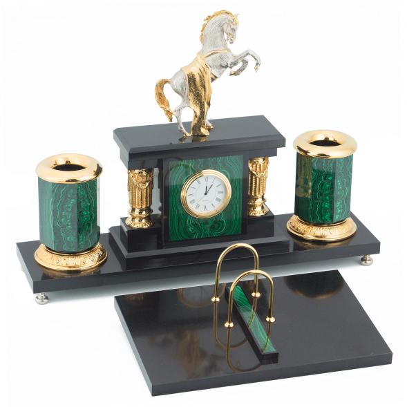 Настольный набор &amp;quot;Конь с попоной&amp;quot; малахит 114033