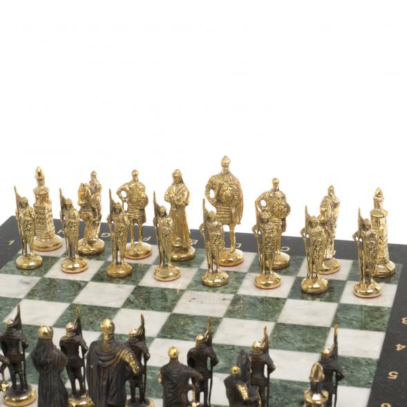 Шахматы бронзовые &amp;quot;Русские&amp;quot; 40х40 см мрамор шабровский змеевик 126833