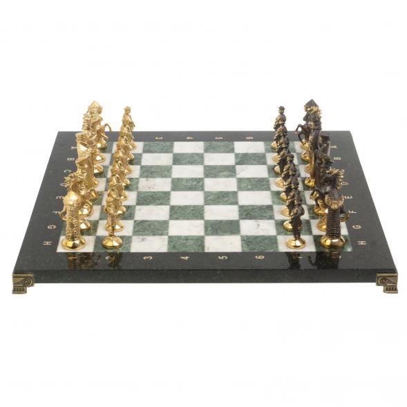 Шахматы подарочные из бронзы &amp;quot;Средневековье&amp;quot; 40х40 см мрамор змеевик 126911