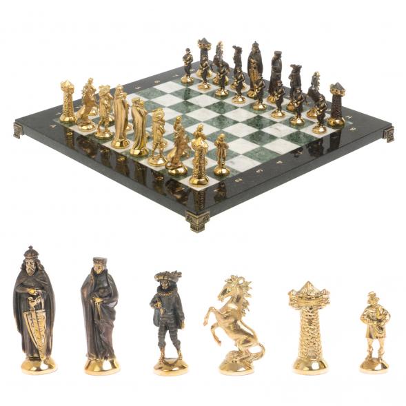 Шахматы подарочные из бронзы &amp;quot;Средневековье&amp;quot; 40х40 см мрамор змеевик 126911