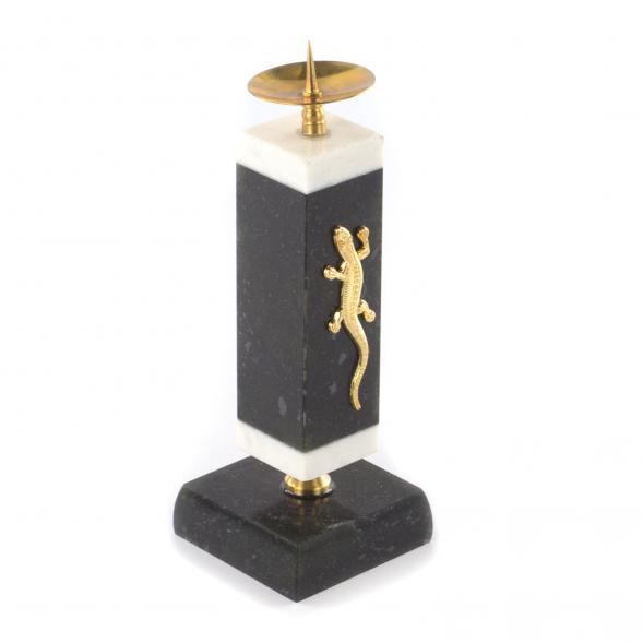 Подсвечник с ящерицей змеевик, мрамор 4,5х4,5х13 см 113352