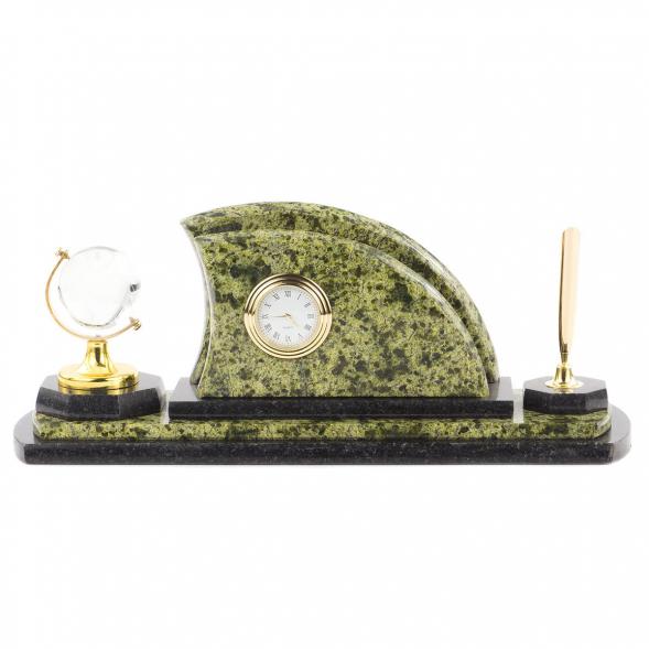 Настольный набор &amp;quot;Полумесяц&amp;quot; из камня змеевик 113412