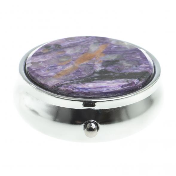 Таблетница на 3 отсека камень чароит цвет серебро 123201