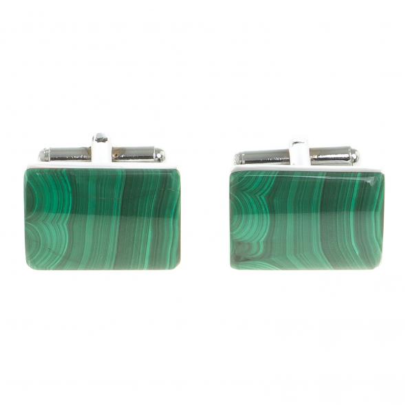 Запонки камень малахит прямоугольные 123832