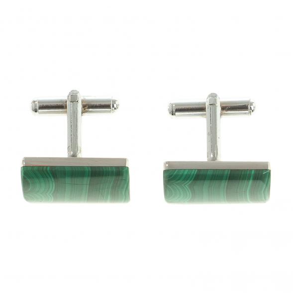 Запонки камень малахит прямоугольные 123832