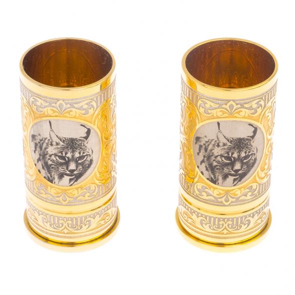 Набор из двух стопок &amp;quot;Рысь&amp;quot; 40 мл в подарочной коробке Златоуст / стопки для водки / подарок мужчине отцу