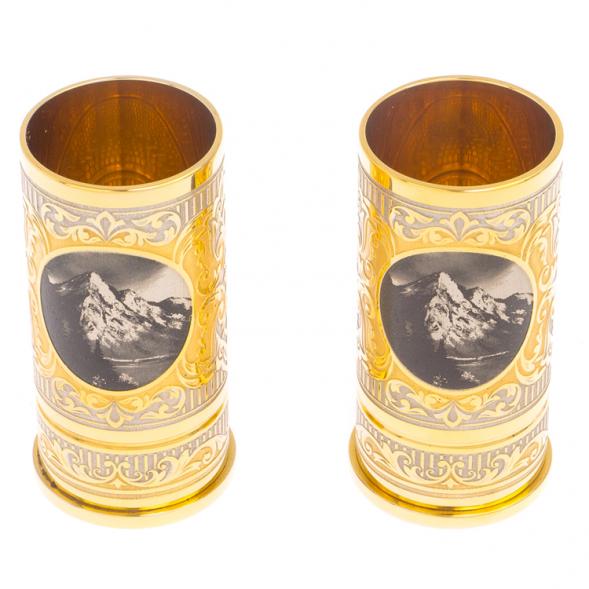 Набор из двух стопок &amp;quot;Рысь&amp;quot; 40 мл в подарочной коробке Златоуст / стопки для водки / подарок мужчине отцу