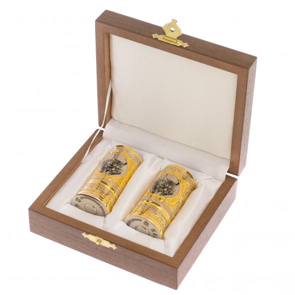 Набор из двух стопок &amp;quot;Рысь&amp;quot; 40 мл в подарочной коробке Златоуст / стопки для водки / подарок мужчине отцу