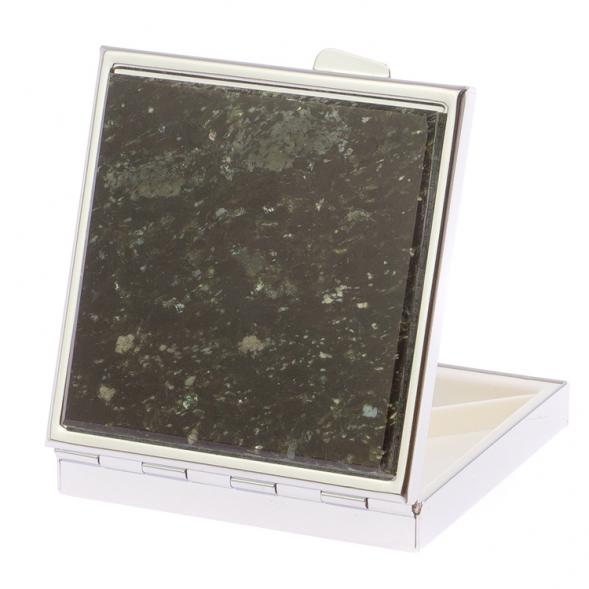 Таблетница на 4 отделения камень мусковит цвет серебро 125939