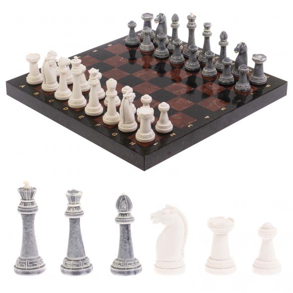 Шахматы &amp;quot;Стаунтон&amp;quot; из мрамолита 40х40 см лемезит / змеевик 126453