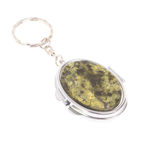 Складное зеркало брелок из змеевика овальное 126535