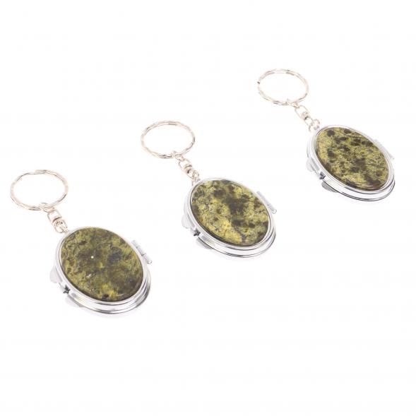 Складное зеркало брелок из змеевика овальное 126535